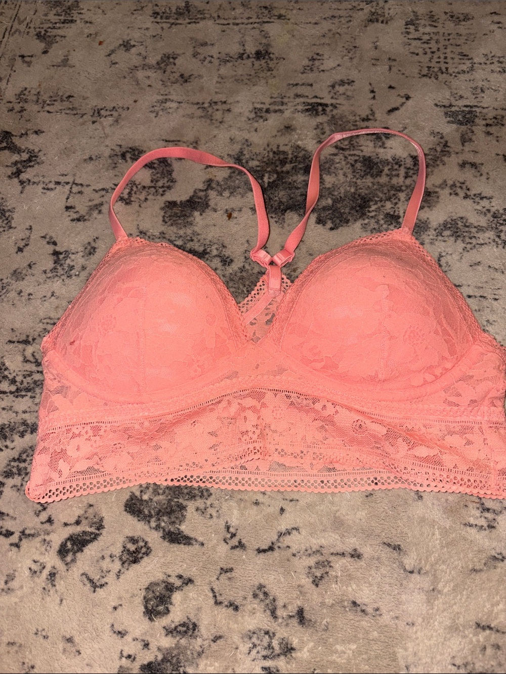 Victoria’s Secret Lace Longline Bralette in Coral Pink with Adjustable Straps